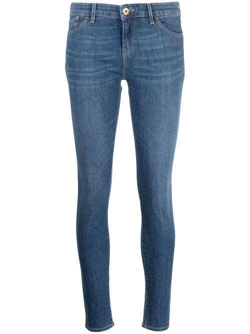 Embroidered-logo skinny jeans - Blue