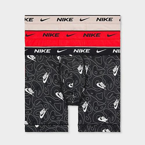 Men's Stretch Cotton Boxer Briefs (3-Pack) in Typograph/Black/Red