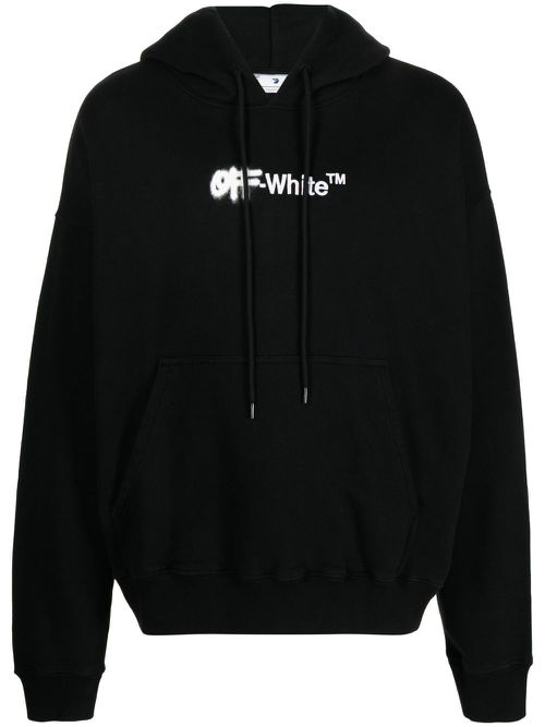 Spray Helvetica logo-embroidered hoodie - Black