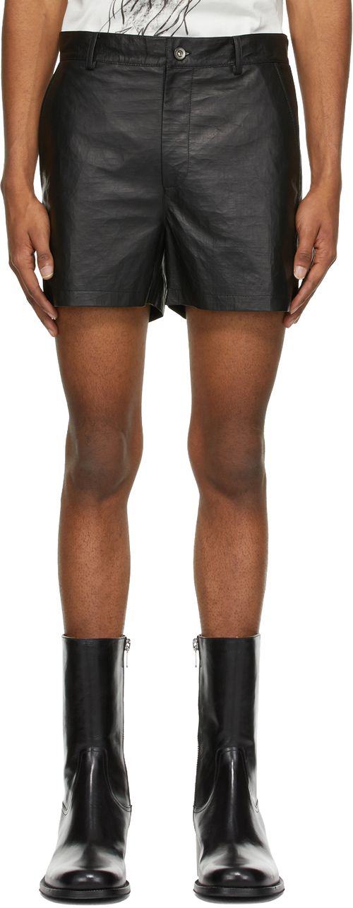 Black Lambskin Shorts