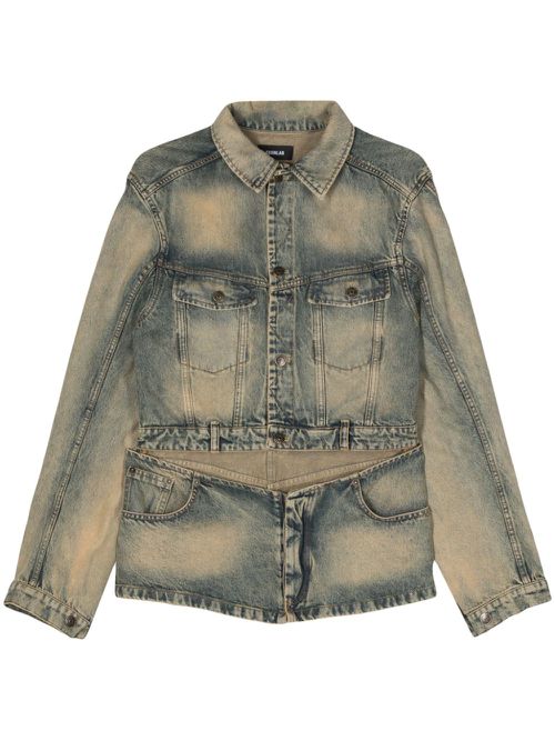Cut-out detail denim jacket - Blue