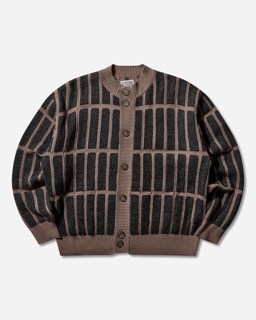 Men s Rectangular Bar Knit Cardigan Brown