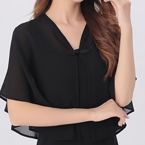 TEMU Women's Lightweight Shawl Cardigan - Elegant Open Front Design, Breathable Polyester, , Versatile With Strap Details, Ideal For Outdoor