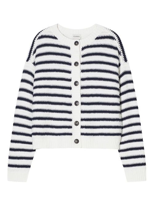 Striped button-up cardigan - White