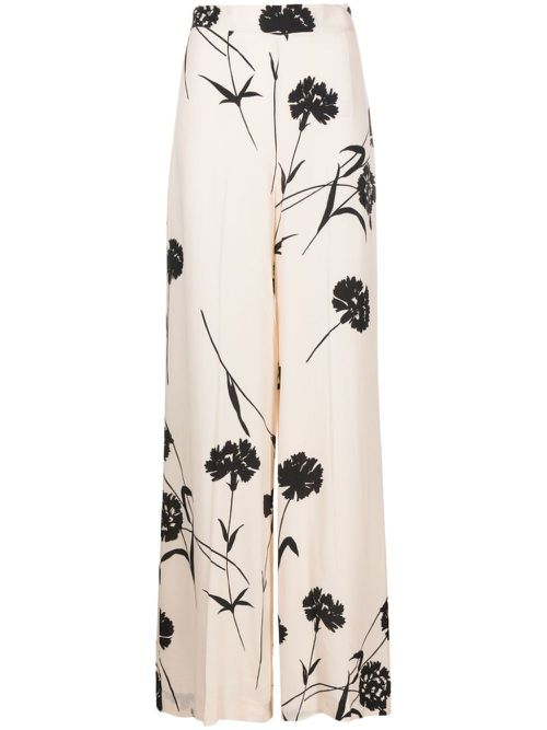 Floral-print wide-leg trousers - Neutrals