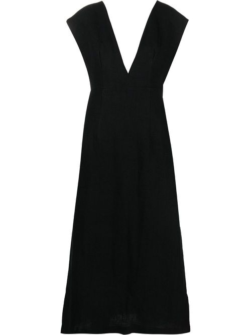 Origami linen midi dress - Black