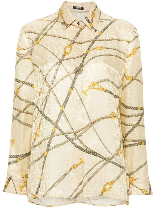 Logo-jacquard graphic-print shirt - Yellow