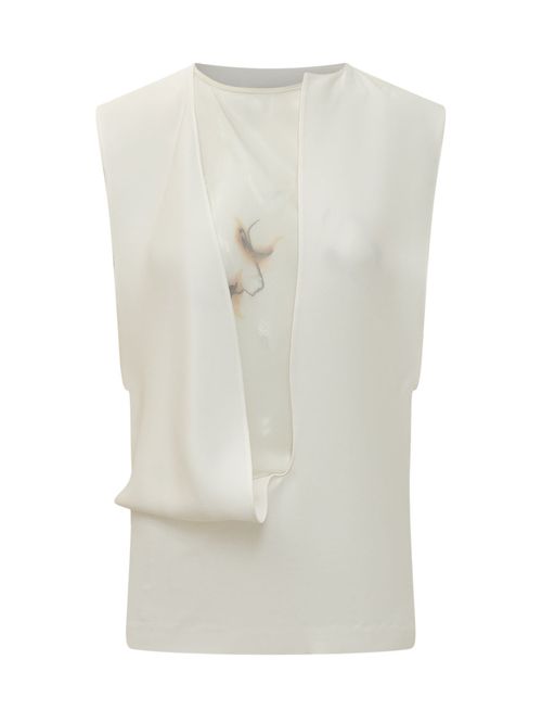 White Solid Round Neck Top