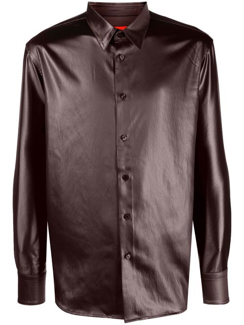 Metallic long-sleeve shirt - Brown