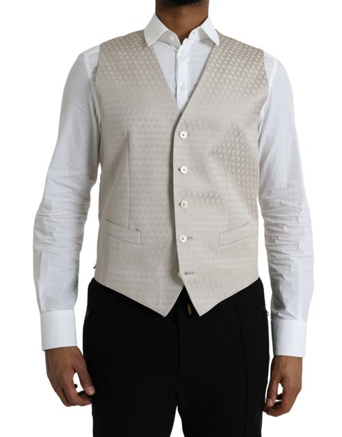 Diamond-Quilted Cotton Silk Vest — White