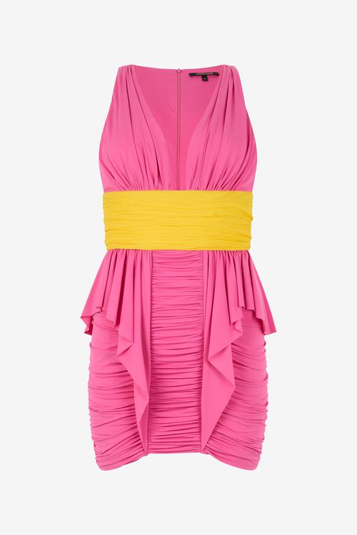 Two-tone Draped Dress