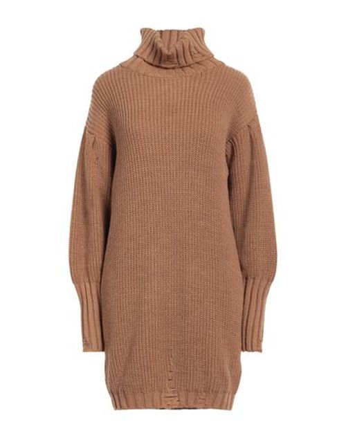 Woman Mini dress Camel Size L Acrylic, Polyester