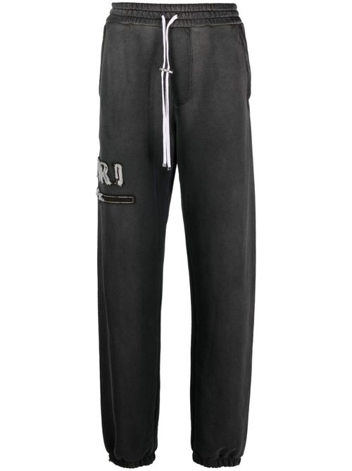 Logo-appliqué cotton track pants - Black