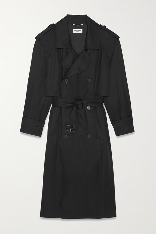 Belted Cotton-twill Trench Coat - Black - FR36