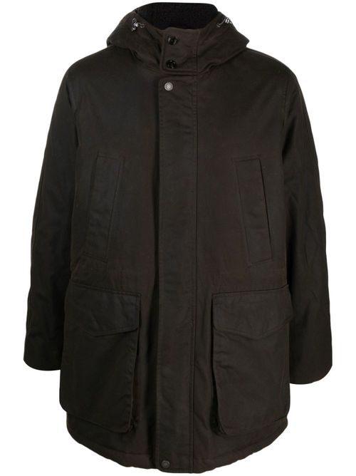 Hooded press-stud coat - Green