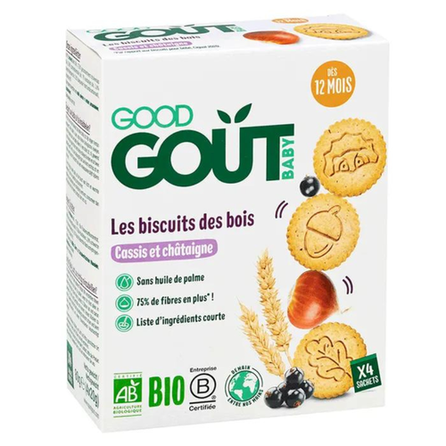 Good Gout Blackcurrant and Chestnut Wooden Biscuits for 12 months x4 Sachet