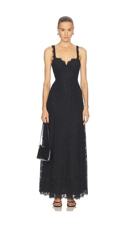 L'AGENCE Sutton Lace Maxi Dress in Black. 10. Also