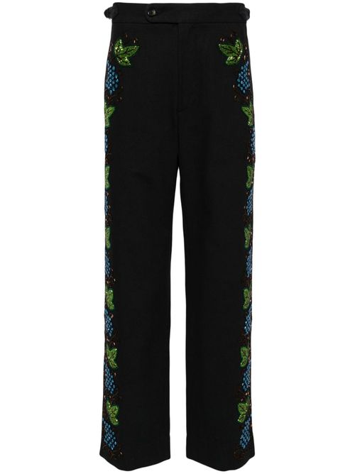 Beaded Concord embroidered trousers - Black