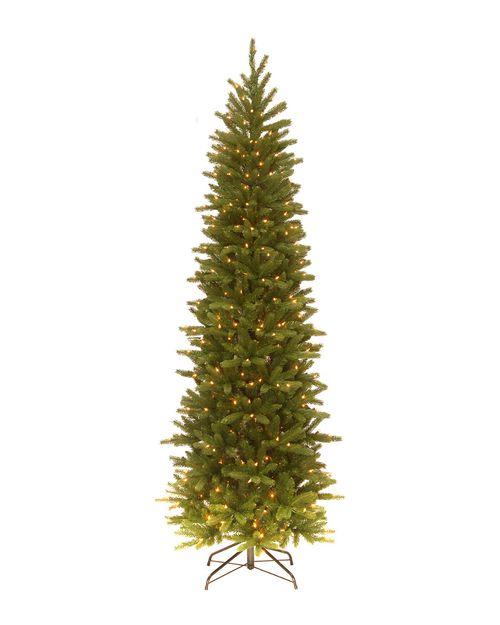 National Tree Company 6.5' Feel Real Grande Fir Pencil Slim Tree with 250 Clear Lights