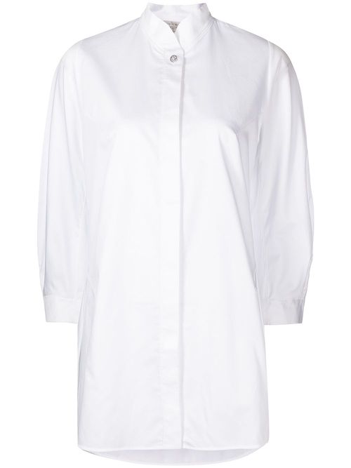 Cotton mandarin-collar shirt - White