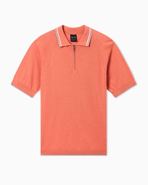 Zip-up knit polo shirt