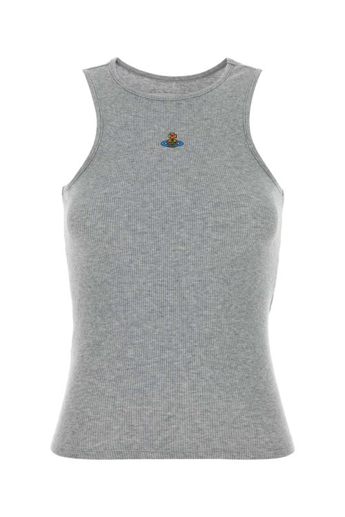 Melange Grey Stretch Cotton 90s Tank Top