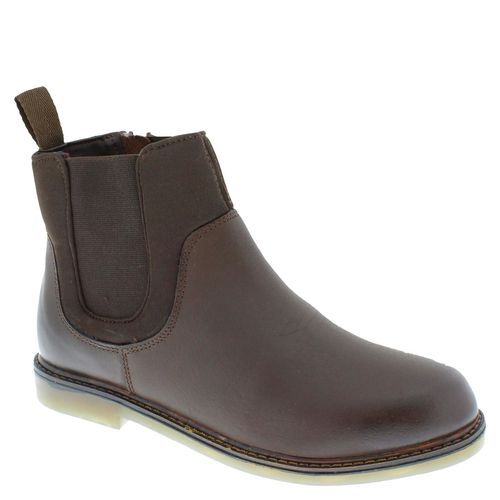 Frank James Epsom Boys Leather Neoprene Zip Up Chelsea Boots - Brown