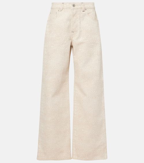 Croc-effect wide-leg jeans