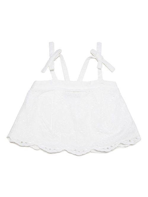 Floral-lace cotton top - White