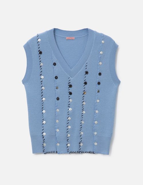 Light Blue Button Vest