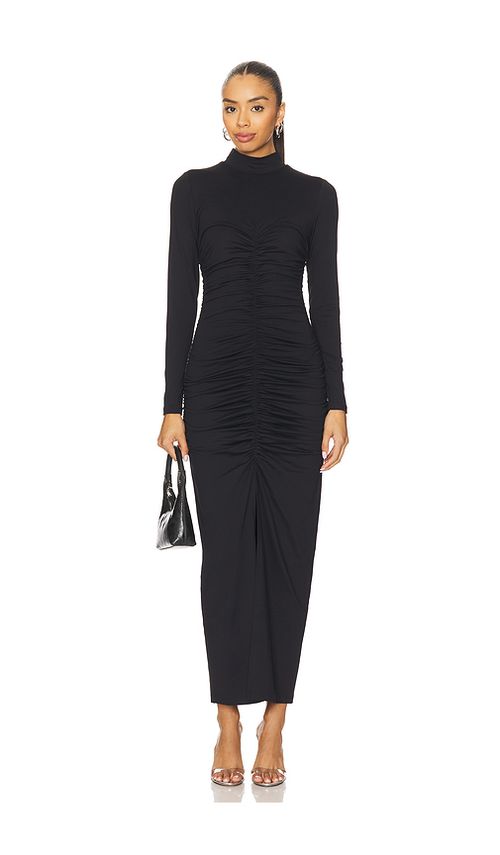 Susana Monaco Mock Neck Long Sleeve Dress in Black. L. Also in XS