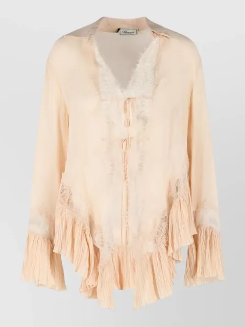 Blumarine - amberlight viscose shirt lace ruffle