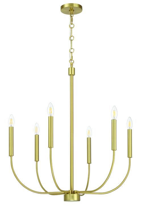 Satin Brass Chandelier from the Traci Collection
