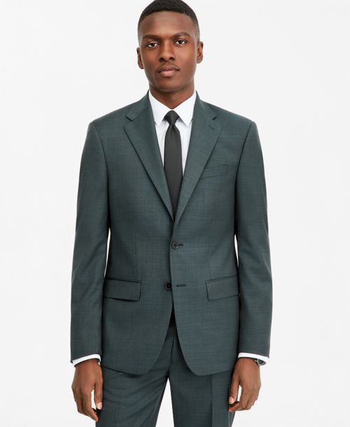 Men's Slim-Fit Wool-Blend Suit Jacket - Green