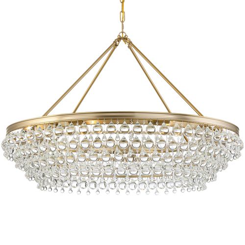 Calypso 8-Light 26" Transitional Chandelier in Vibrant Gold with Clear Glass Drops Crysta