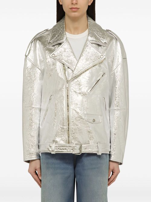Leather biker jacket - Silver