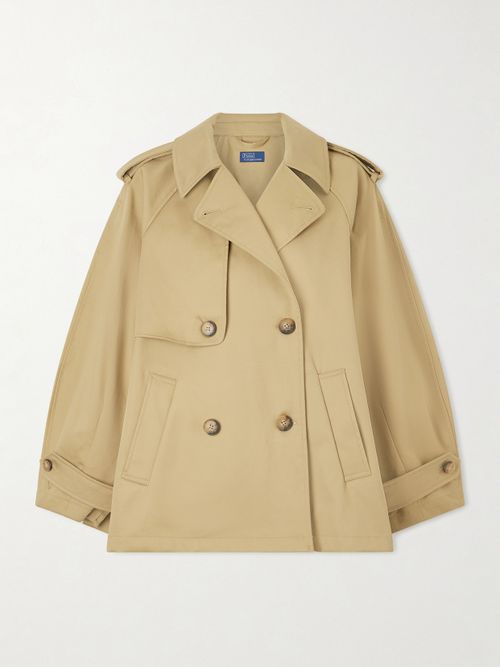 Double-breasted Cotton-gabardine Trench Coat - Neutrals