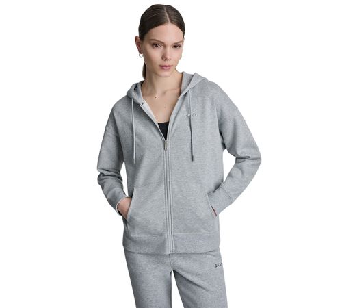 Women's Metallic Bubble Logo Full-Zip Hoodie - Pearl Grey Heather