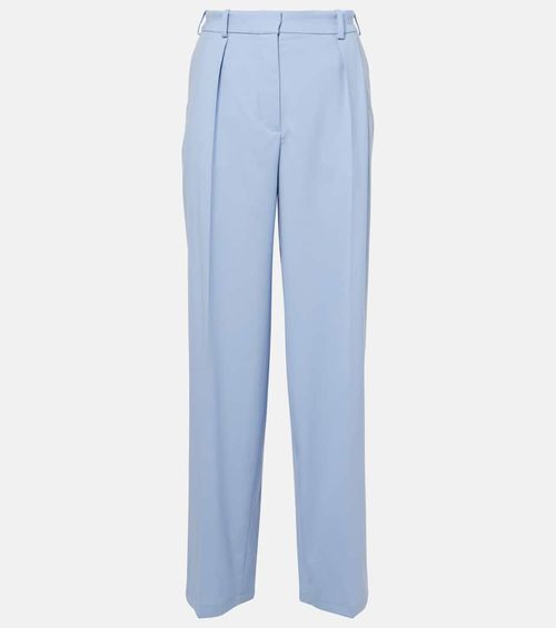 Bucklel wool crêpe wide-leg pants