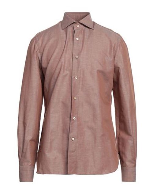 Man Shirt Light brown Size 16 Cotton, Linen
