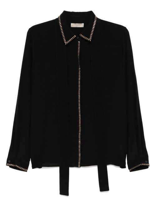 Stud-embellished silk shirt - Black