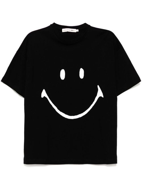 Glittered-Smiley T-shirt - Black