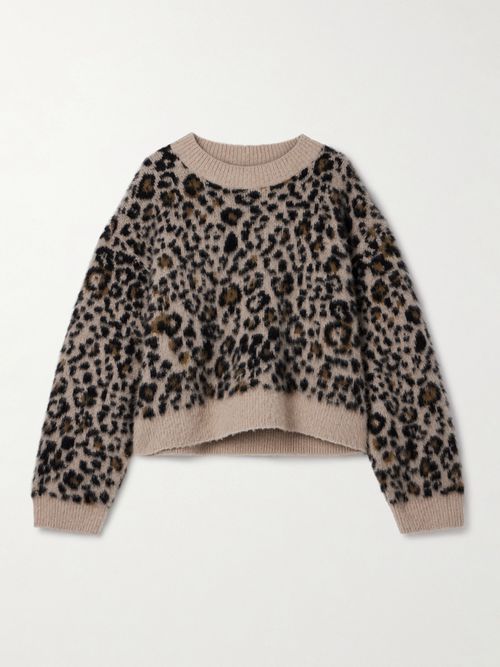 Zamira Leopard-jacquard Cashmere And Silk-blend Sweater - Animal print