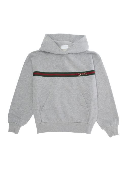 Grey Sweatshirt with Web Detail on the Front in Cotton Boy Fabric Sweatshirts - Kids
