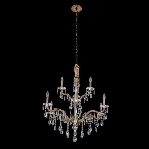 Historic Brass Nine Light Chandelier from the Venere Collection