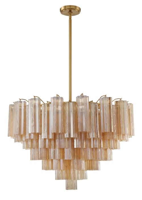 Aged Brass 16 Light Chandelier from the Addis Collection