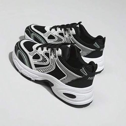 SheIn Women's Color - Block Chunky Sneakers, Mesh - Breathable, Retro Dad - Shoe Style, Comfortable For Running And Casual Sport