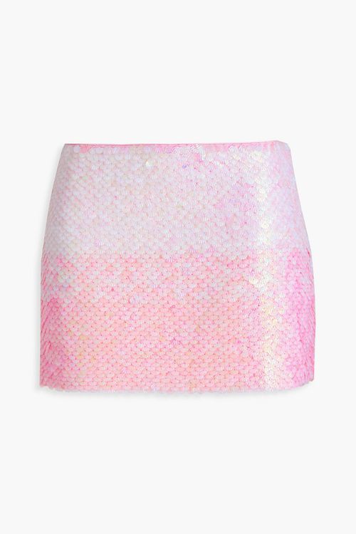 Embellished satin mini skirt