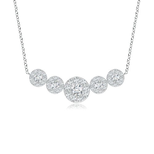 Angara 0.39 Carat Lab-Grown Graduated Five Stone Diamond Halo Necklace in 18K White Gold