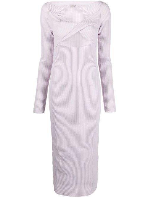 Cut-out ribbed knit midi dress - Purple